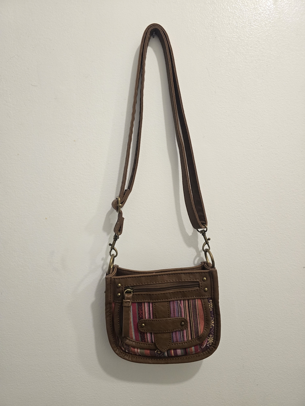 Brown Multi-Stripe Small Bag